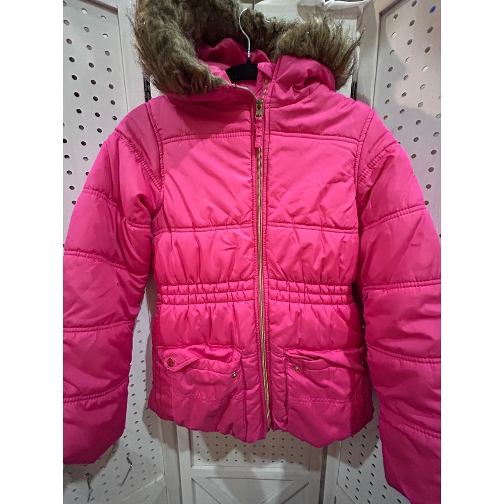 Girls‎ Protection System Puffer Jacket Hooded Fur Trim Pink Size 10